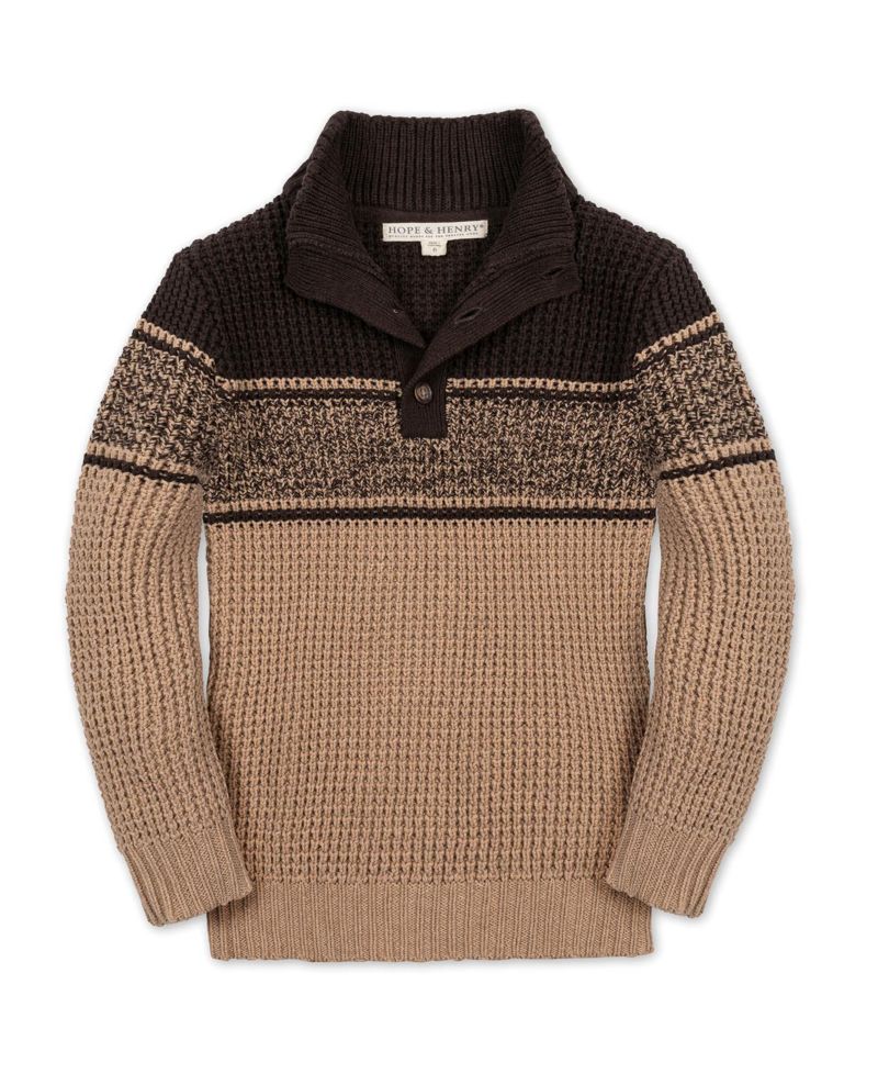Hope and Henry Little and Big Boys' Organic Mock Neck Waffle Sweater