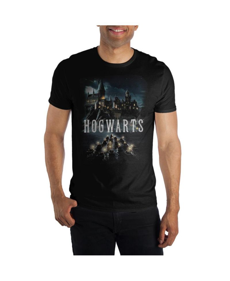Men's Hogwarts Boats Logo Black Tee Shirt T-Shirt-XS
