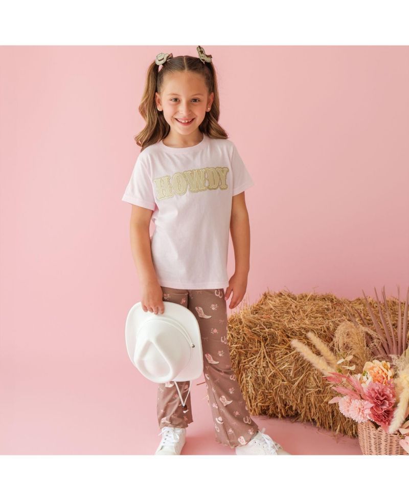 Big Girls 12-10 Howdy Patch Western Short Sleeve T-Shirt