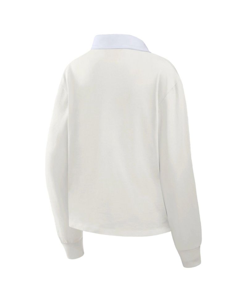 Women's Cream Dallas Cowboys Heritage Play Action Rugby Long Sleeve Polo Shirt