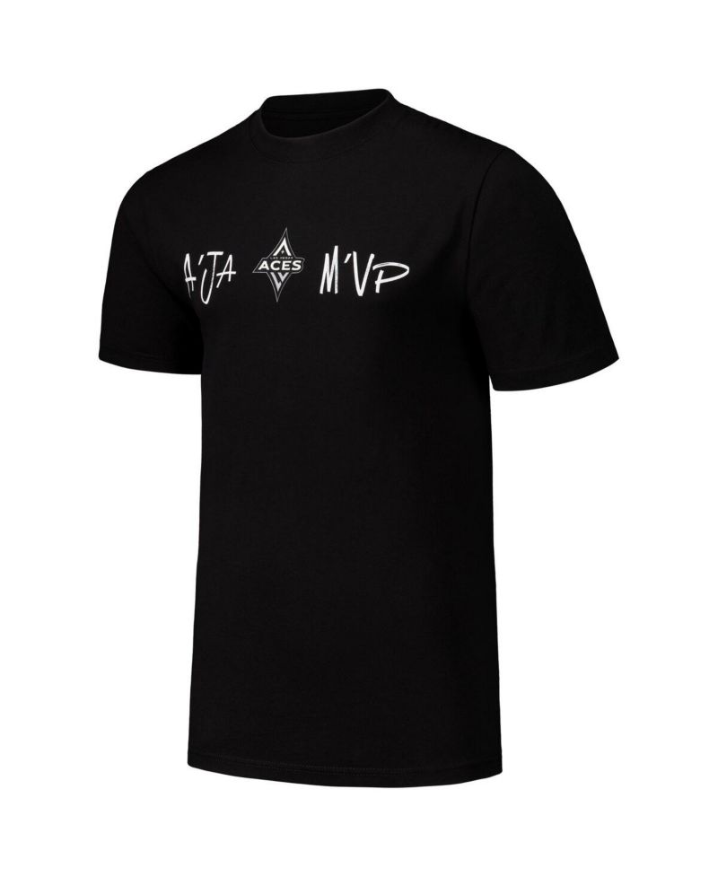 Men's and Women's round21 A'ja Wilson Black Las Vegas Aces Player Illustration T-Shirt