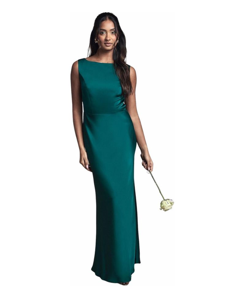 Women's Sleeveless Satin Bridesmaid Dress