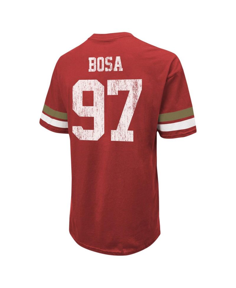 Men's Threads Nick Bosa Scarlet Distressed San Francisco 49ers Name and Number Oversize Fit T-shirt