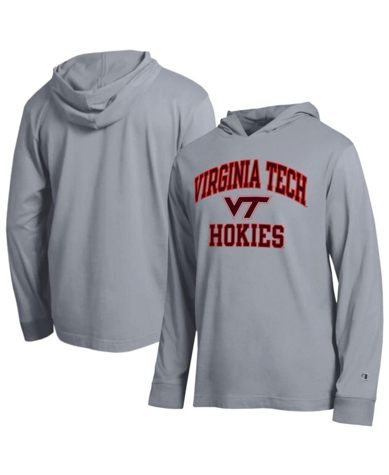 Men's Heather Gray Virginia Tech Hokies High Motor All-Star Long Sleeve Hooded T-Shirt