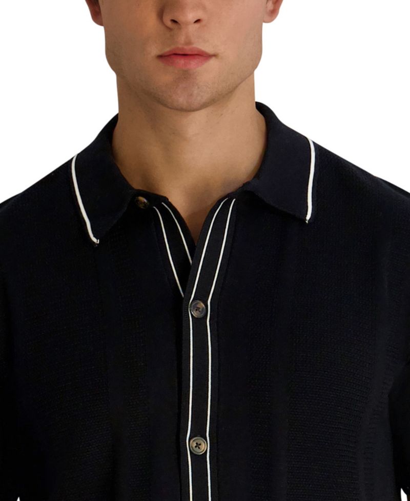 Men's Short-Sleeve Regular-Fit Woven Sweater