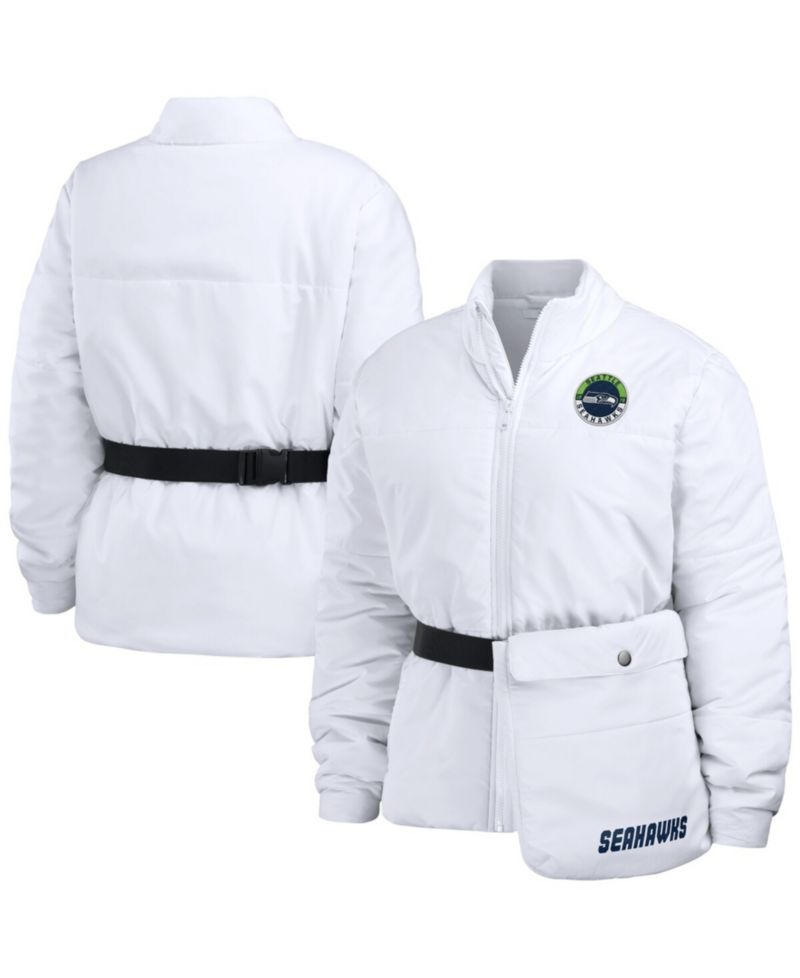 Women's White Seattle Seahawks Packaway Full-Zip Puffer Jacket