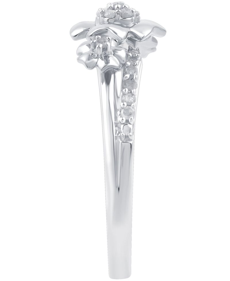 Diamond Flower Ring (1/6 ct. t.w.) in Sterling Silver