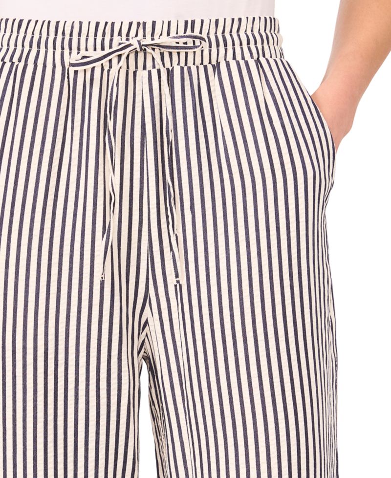 Women's Elastic-Waist Pull-On Striped Pants