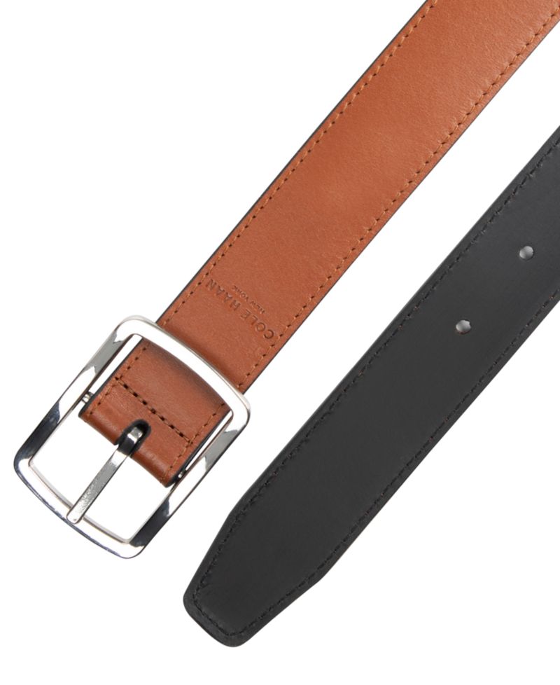 32MM Men's Center-Bar Reversible Leather Belt
