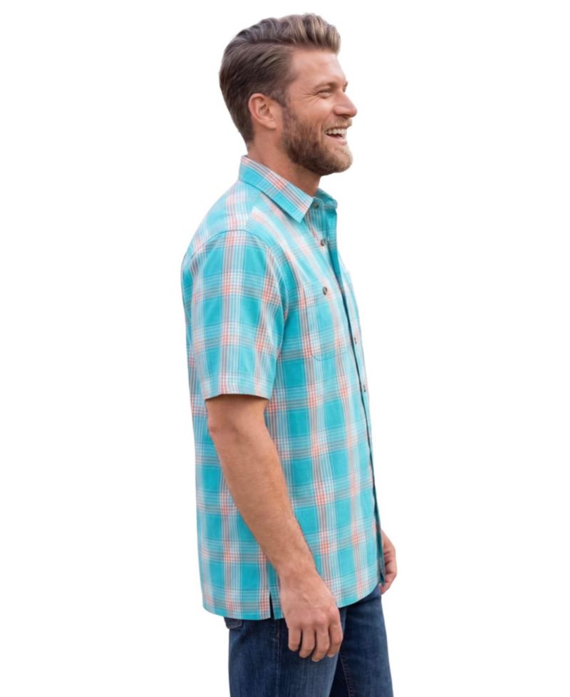 Tall Plaid Wrinkle-Resistant Short Sleeve Button Down