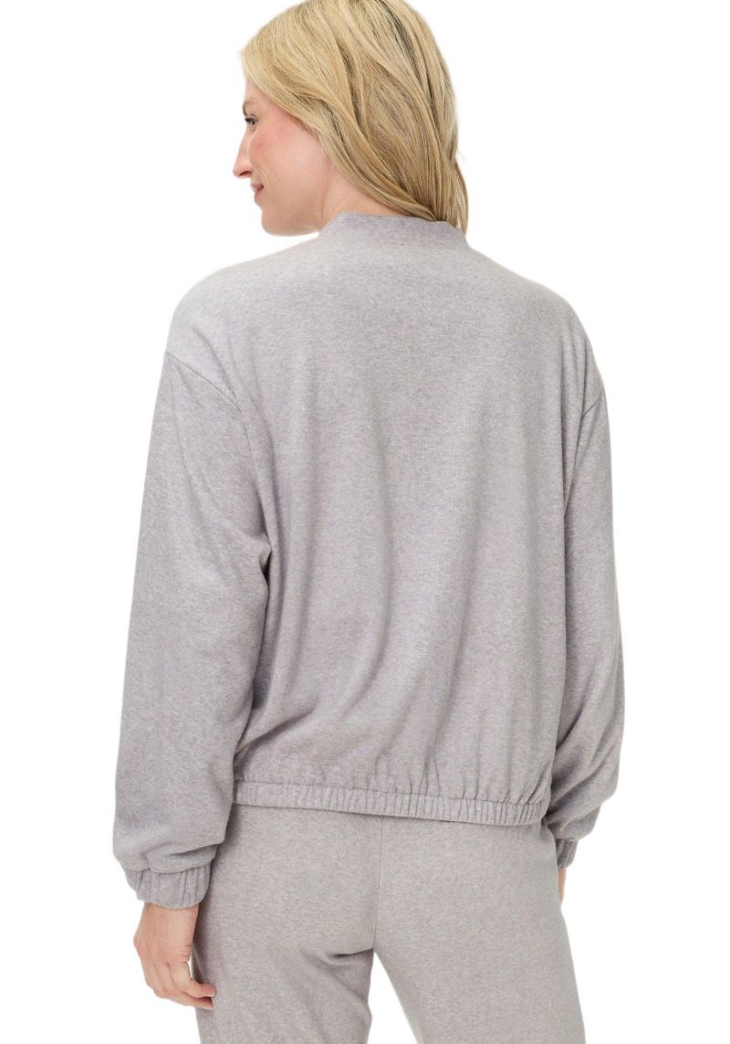 Women's Collarless Zip Front Jersey Jacket