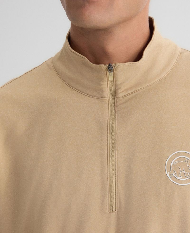 Men's Khaki Chicago Cubs Clutch Quarter-Zip Pullover Sweatshirt