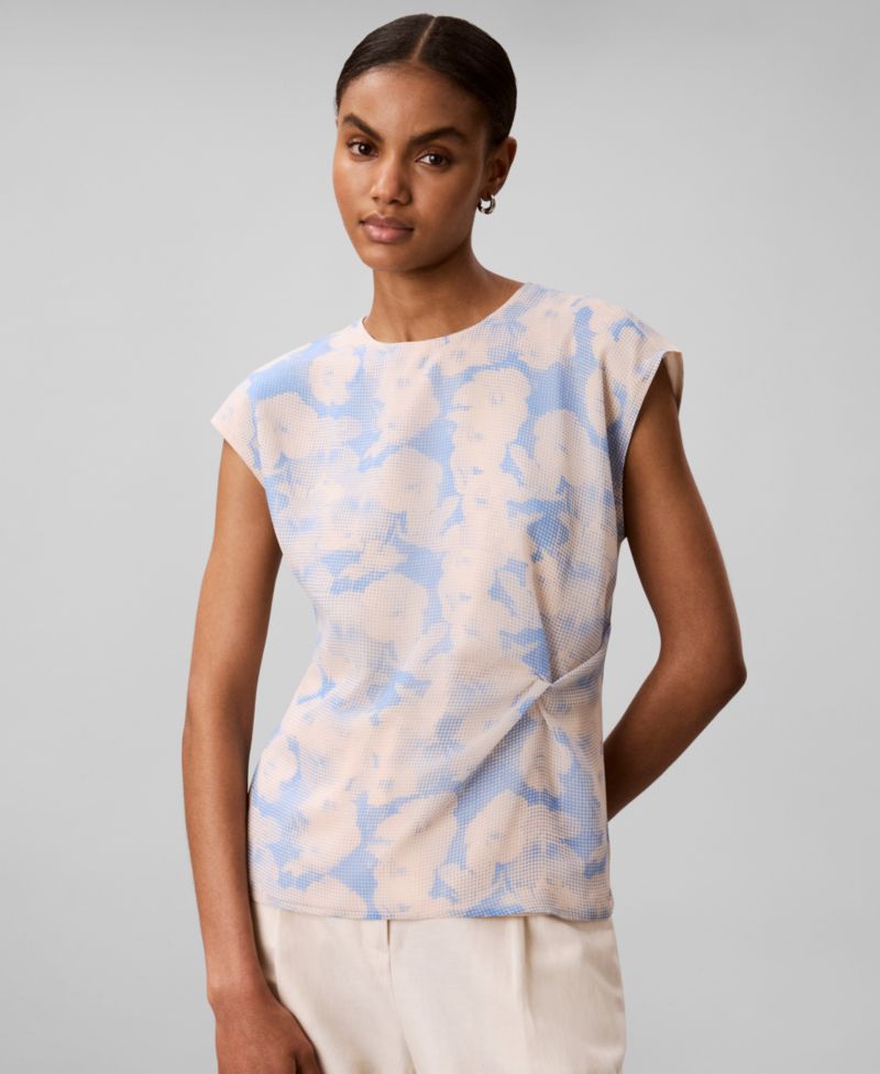 Women's Short-Sleeve Classic-Fit Crew-Neck Twist Top
