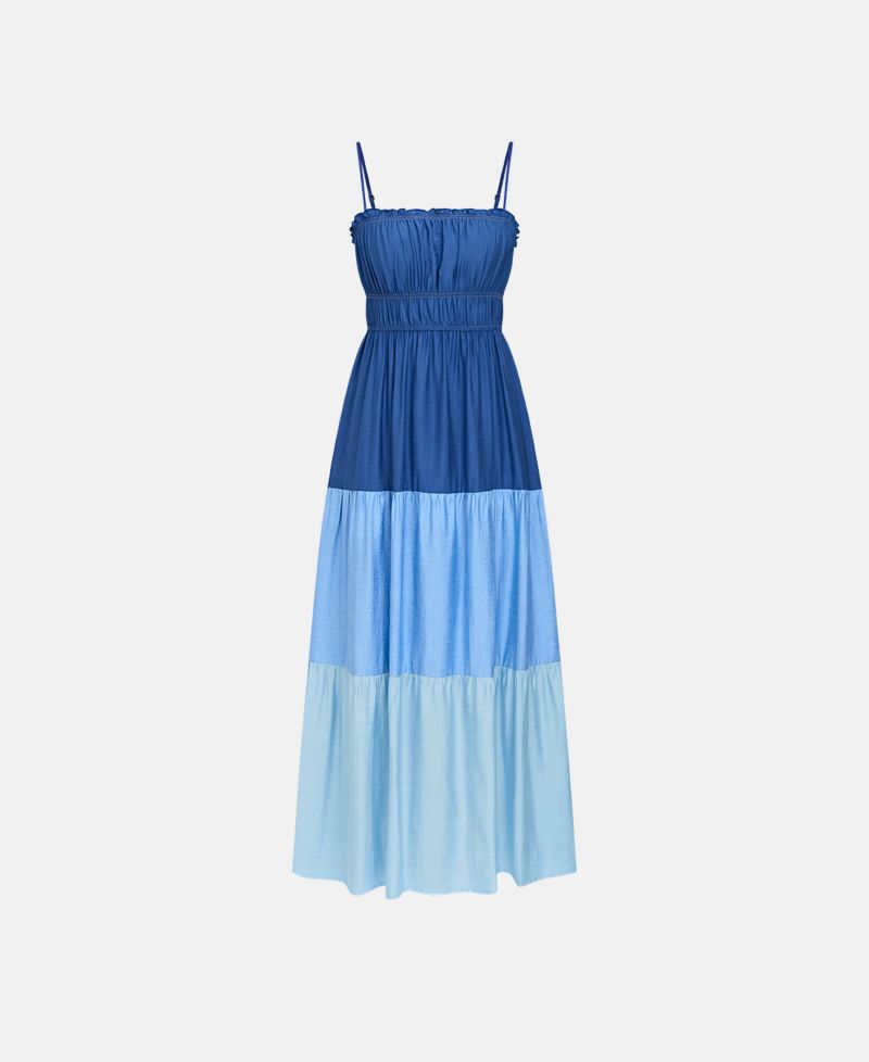 Women's Saltwater Icon Colorblock Maxi Smocked-Bodice Tiered Dress