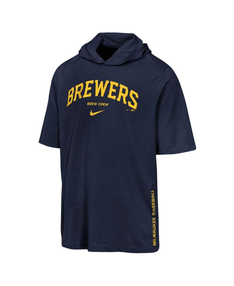 Big Boys and Girls Navy Milwaukee Brewers Dri-FIT Hooded T-Shirt