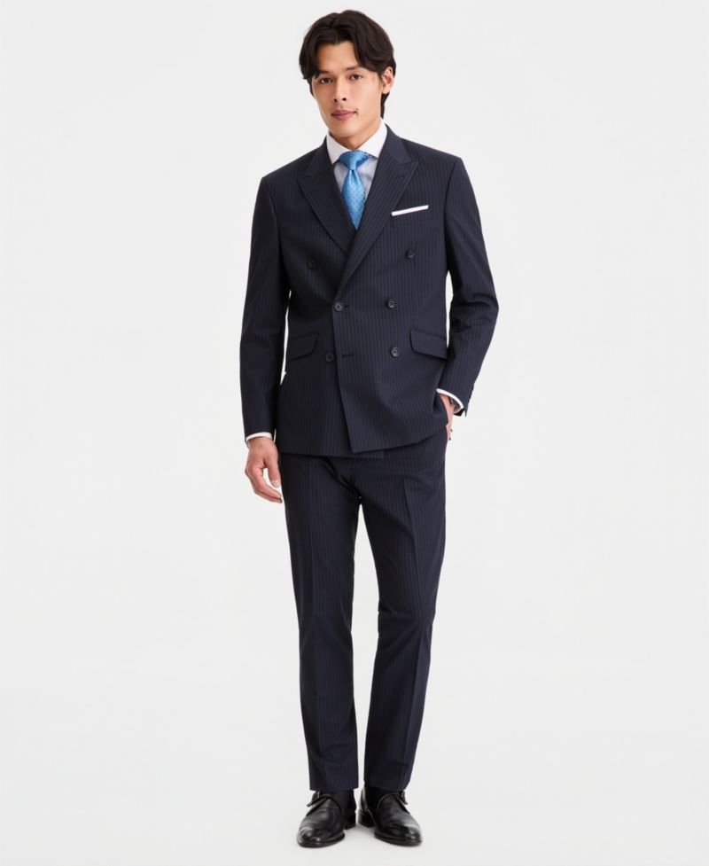 Men's Slim-Fit Double-Breasted Pinstripe Suit Separates
