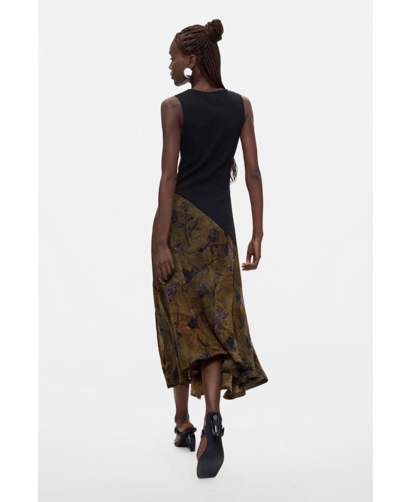 Women's Floral Flocked A-Line Midi Dress