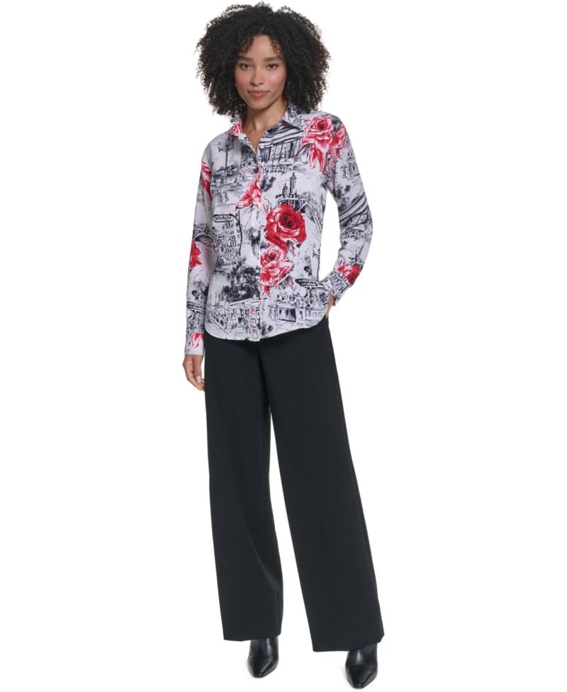 Women's Printed Long-Sleeve Blouse