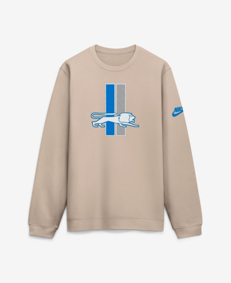 Men's Sand Detroit Lions I-Formation Rewind Club Crew Sweatshirt