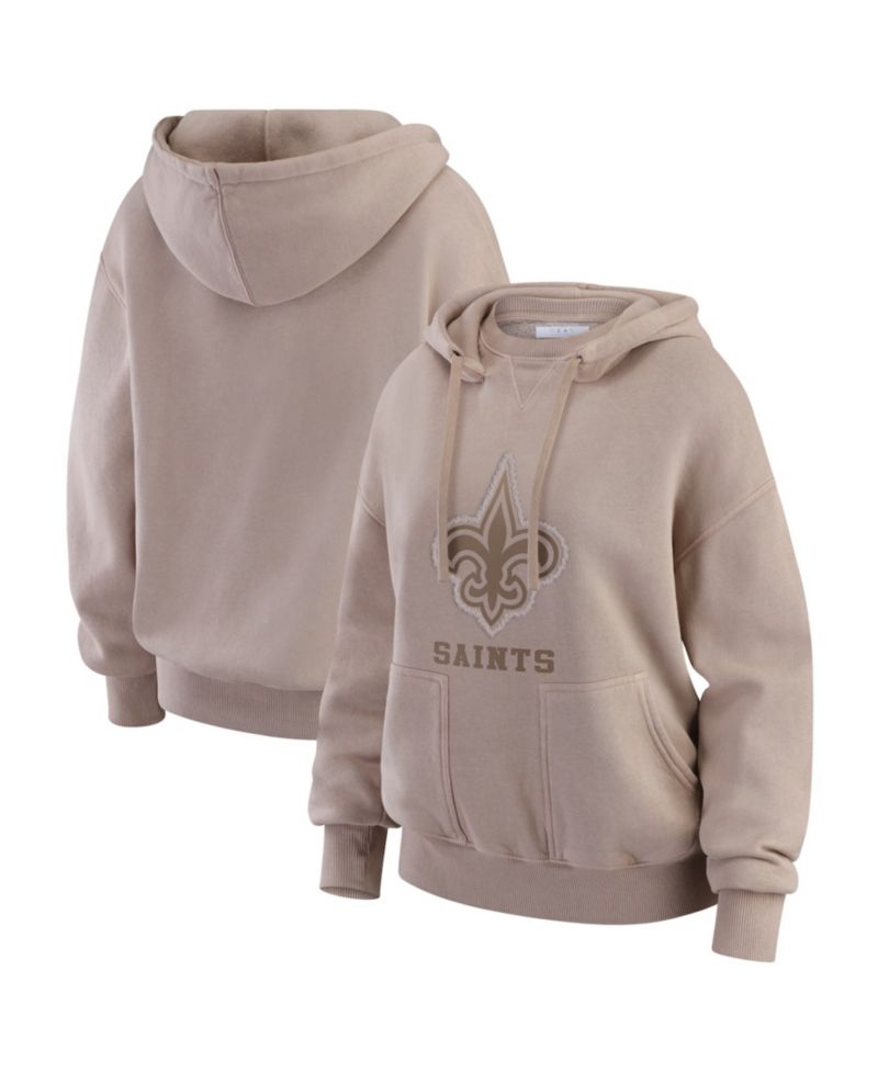 Women's Tan New Orleans Saints Washed Pullover Crewdie