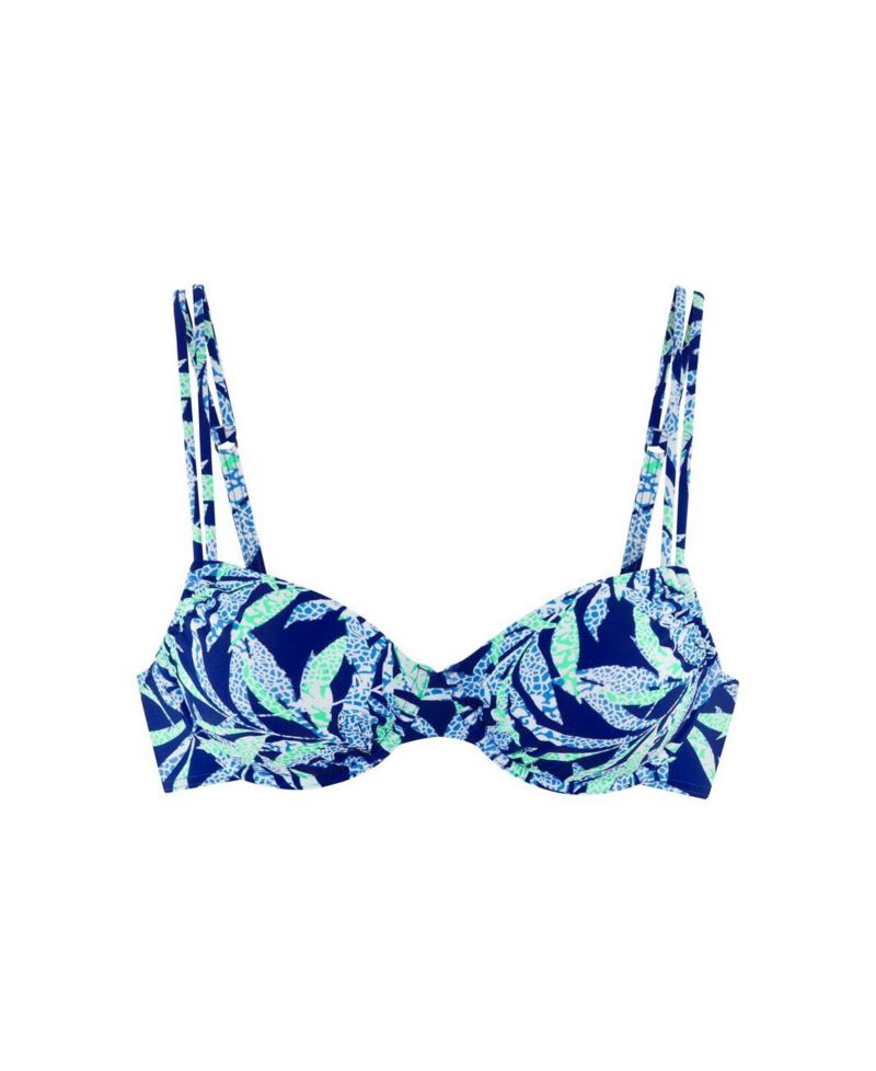 Women's Tropical Print High-Waist Underwire Bikini Top
