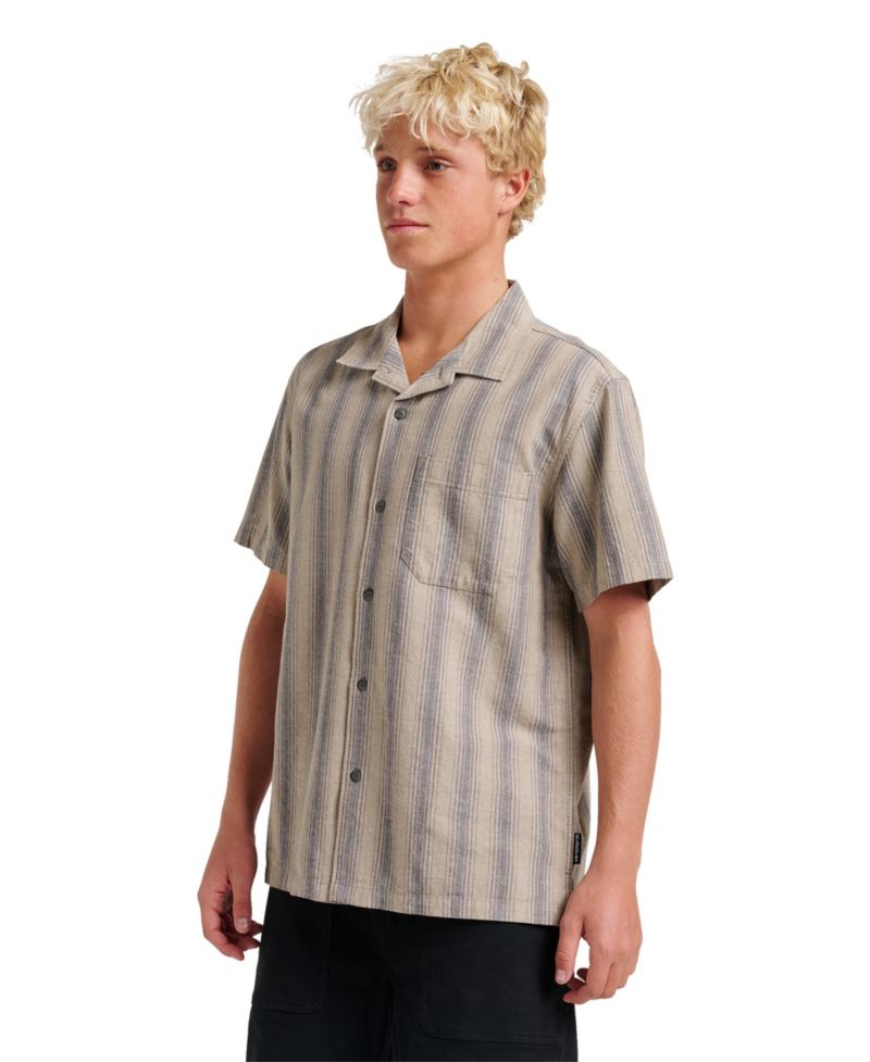 Men's Oxford Stripe Casual Short Sleeve Shirt
