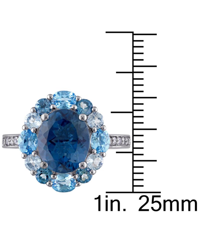 Blue Topaz Oval Halo Statement Ring (5-3/8 ct. t.w.) in Sterling Silver