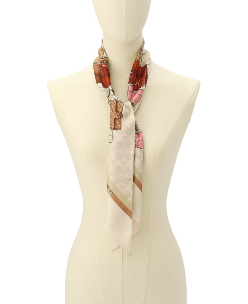 Women's Stacked Tabby Printed Wide Silk Skinny Scarf