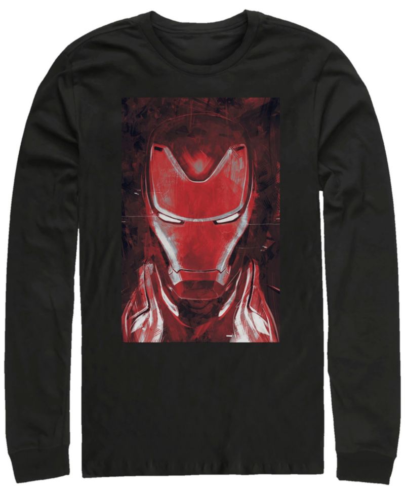 Marvel Men's Avengers Endgame Red Iron Man Poster, Long Sleeve T-shirt