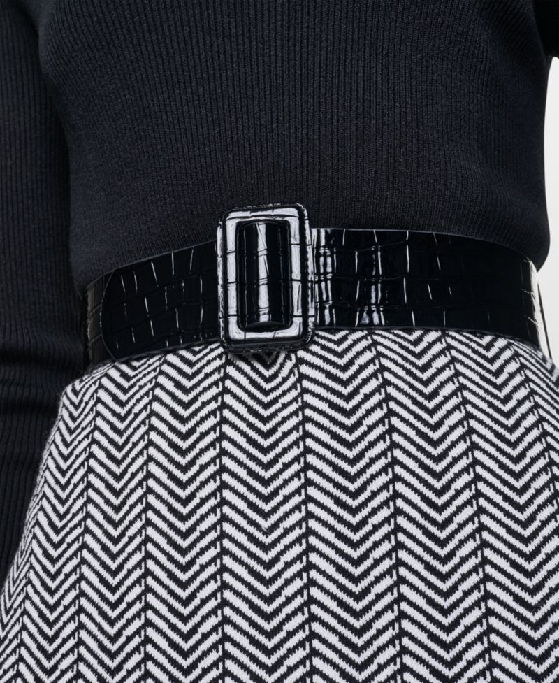 Women's Herringbone Rib V-Neck Long-Sleeve Sweater Dress