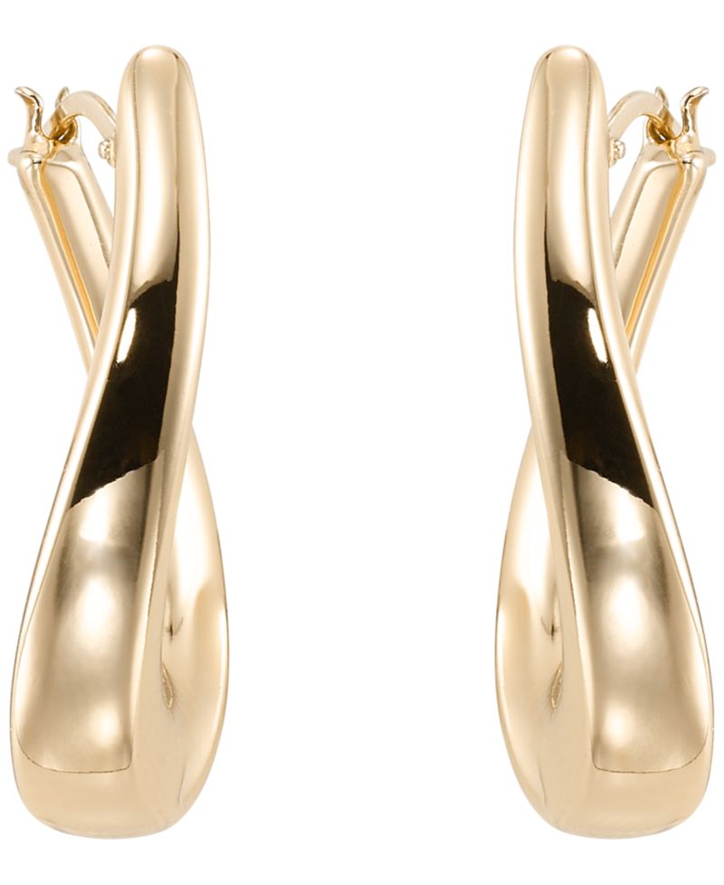 Wavy Hoop Earrings in 10k Yellow Gold