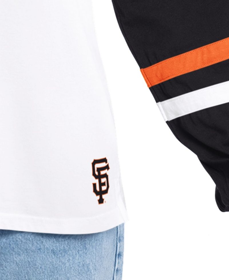 Women's White/Black San Francisco Giants Key Player Oversized Hooded Long Sleeve T-Shirt