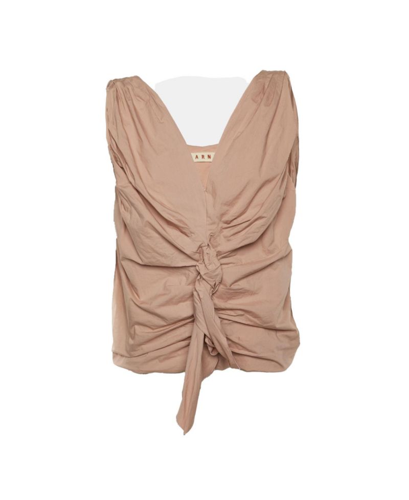 Women's Ruched Knot-Front Cotton Top