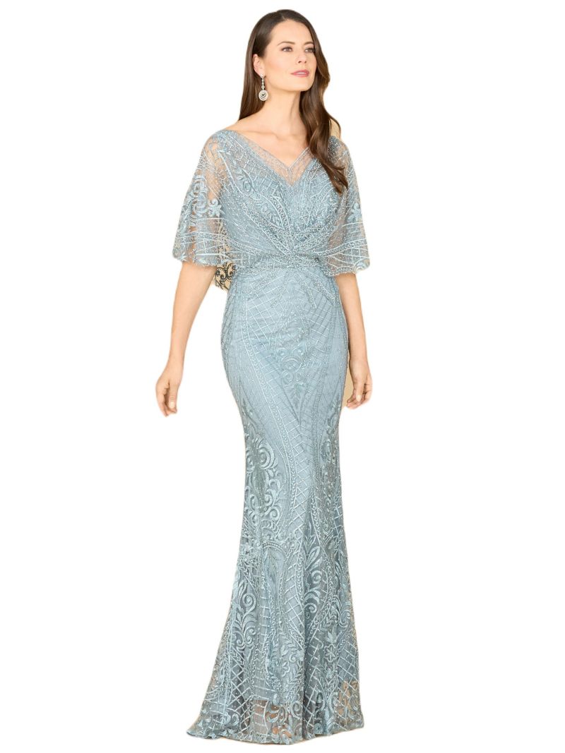 Women's Cape Sleeve Mermaid Gown