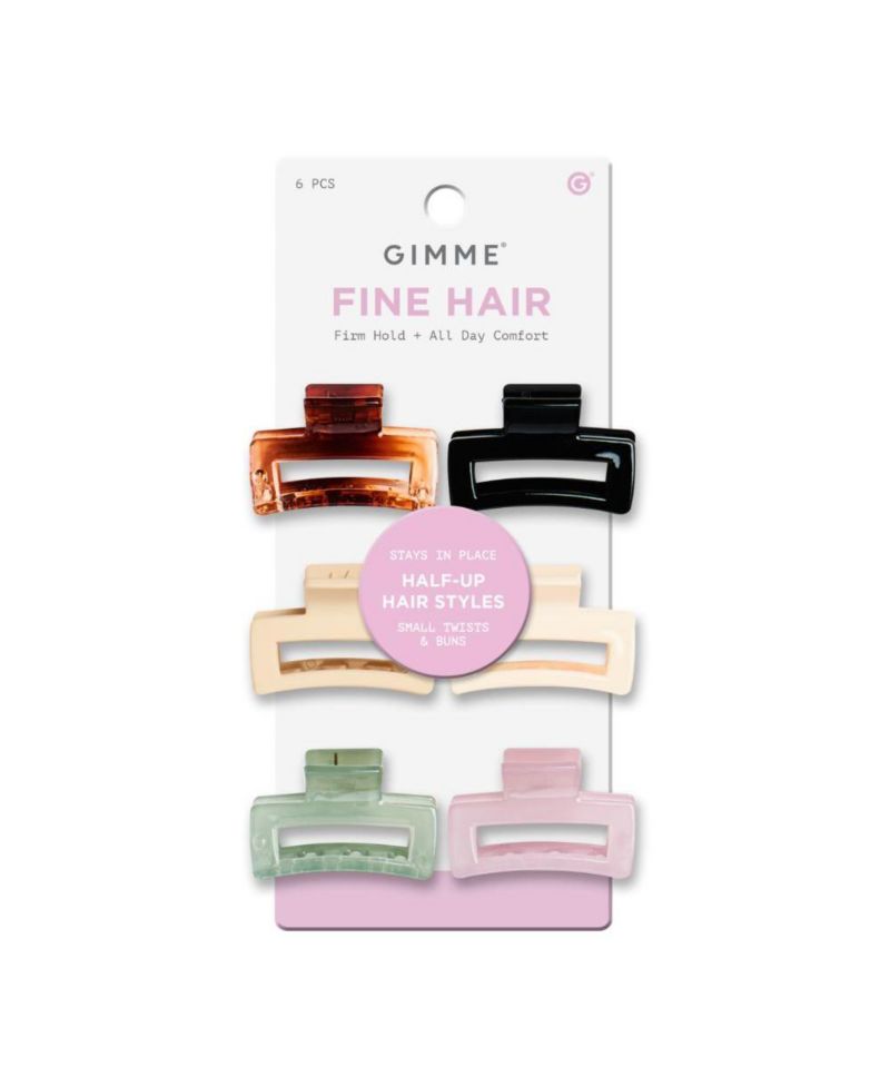 Fine Hair Small Rectangle Claw Clips Mini Claws for Fine and Thin Hair Designer Non Slip Accessories 6 Pack