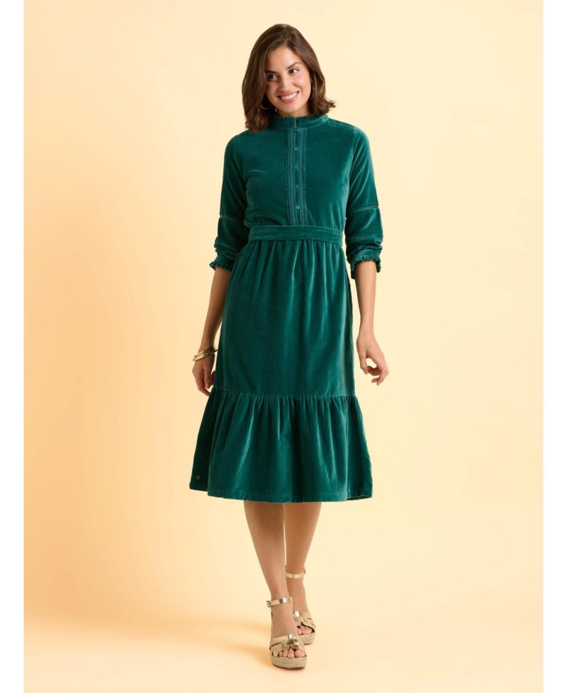 Women's Starry 3/4 Sleeve High Neck Midi Dress