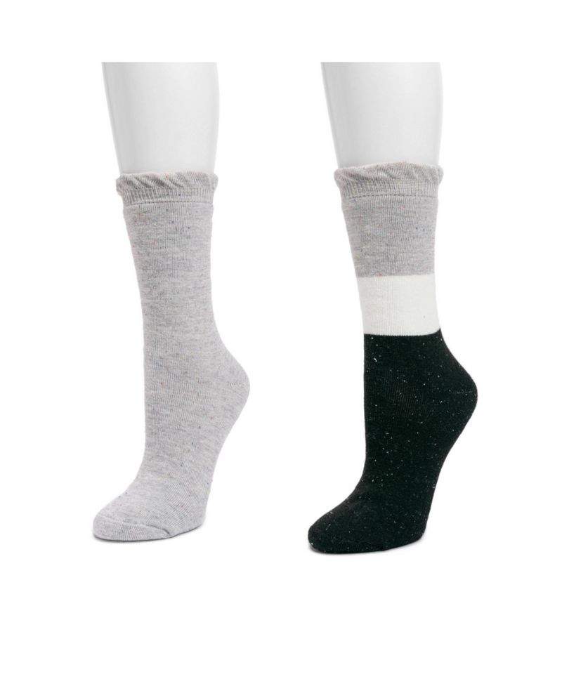 Women's 2 Pair Pack Ruffle Heat Retainer Crew Socks