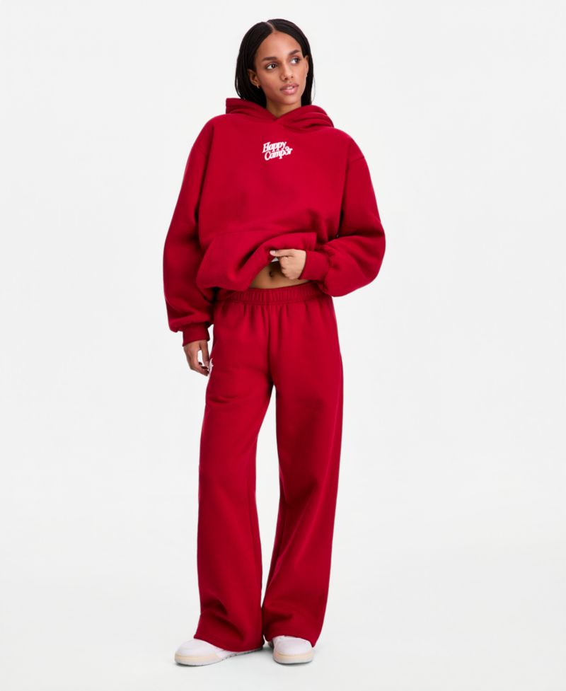 Juniors' Puff-Print Wide-Leg Sweatpants