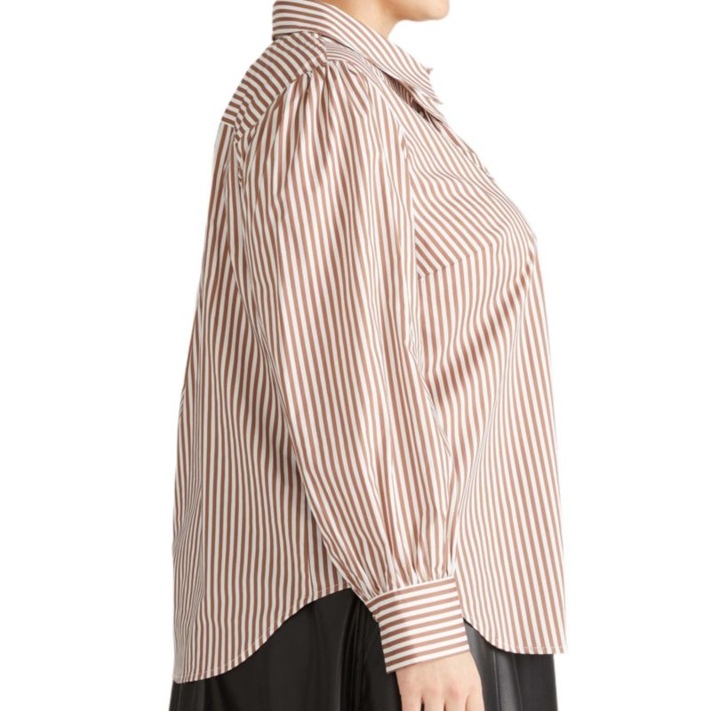 Women's Plus Size Janet Tie-Neck Cotton Poplin Shirt