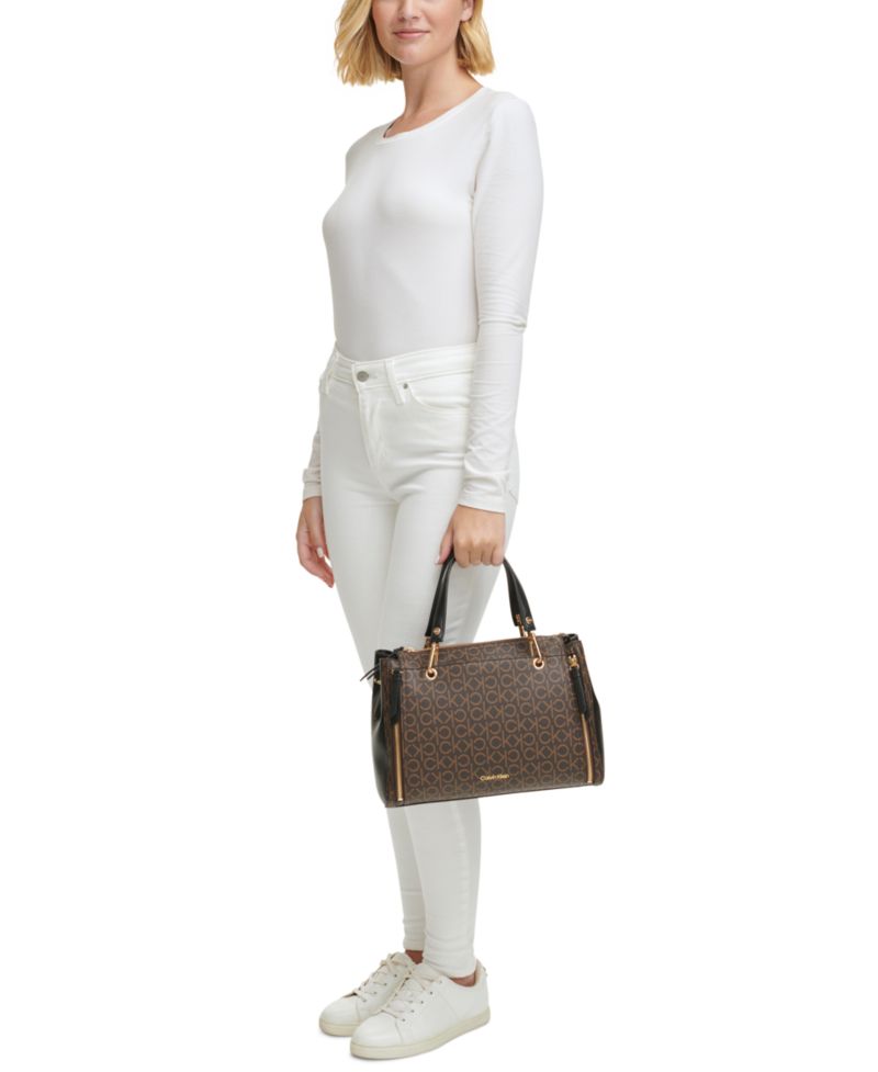 Garnet Signature Triple Compartment Top Zipper Satchel