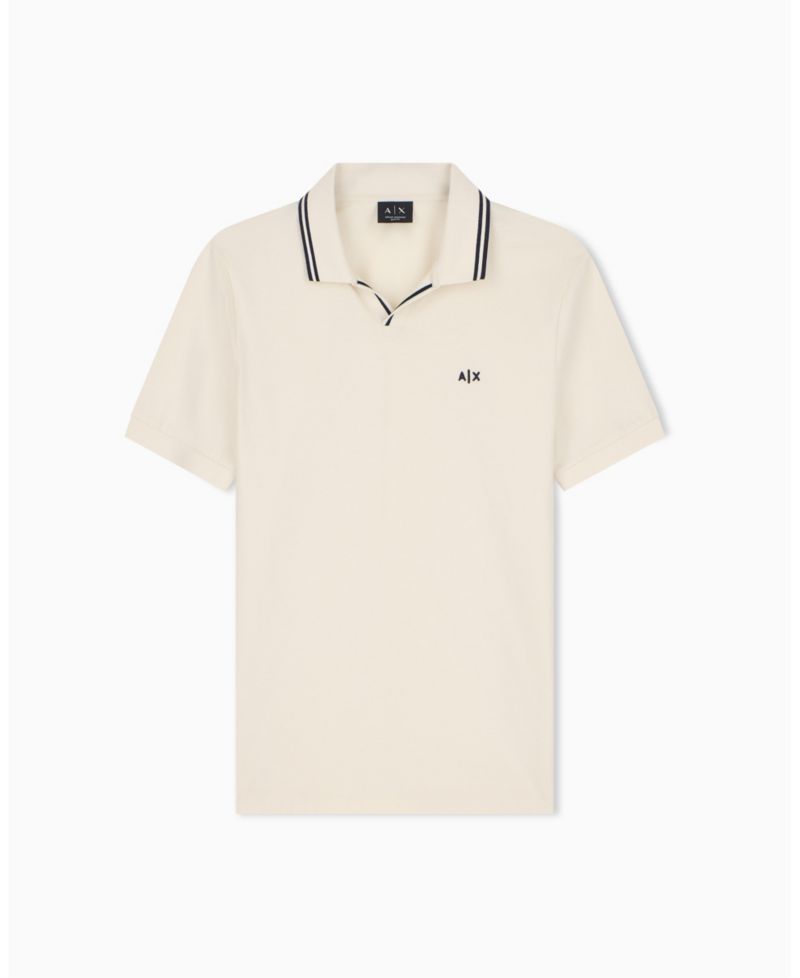 Men's Mercerized Tipping Johnny Collar Polo Shirt