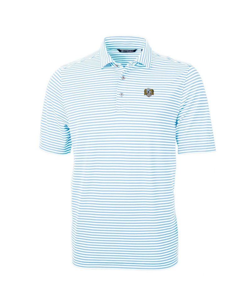 Men's Caroline Blue North Carolina Tar Heels Vault DryTec Virtue Eco Pique Stripe Polo Shirt