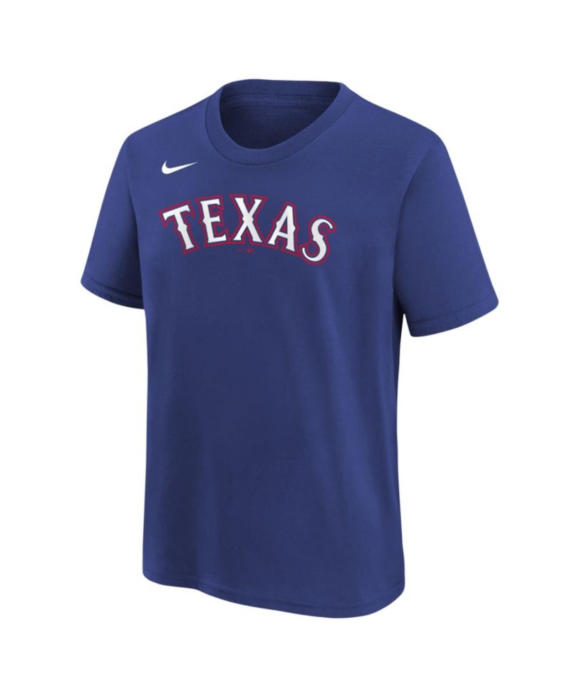 Big Boys and Girls Royal Texas Rangers Wordmark T-Shirt