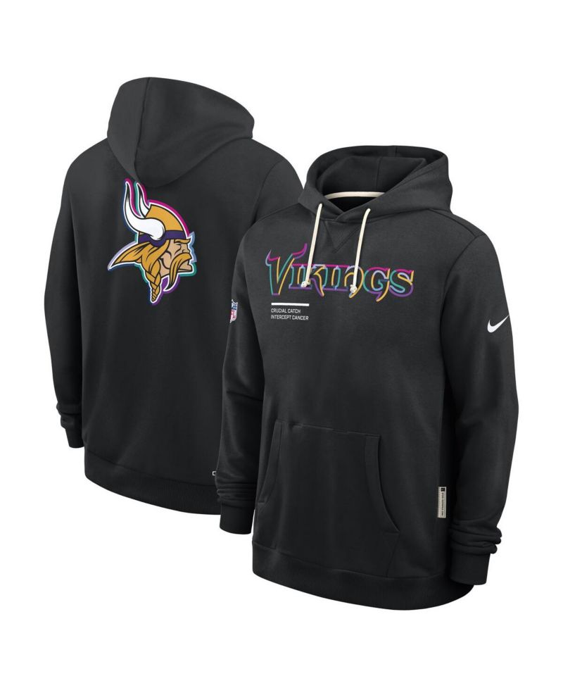 Men's Black Minnesota Vikings 2025 NFL Crucial Catch Sideline Standard Issue Dri-FIT Hoodie