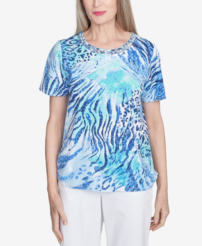 Women's Animal Printed Top with Ruched Sides