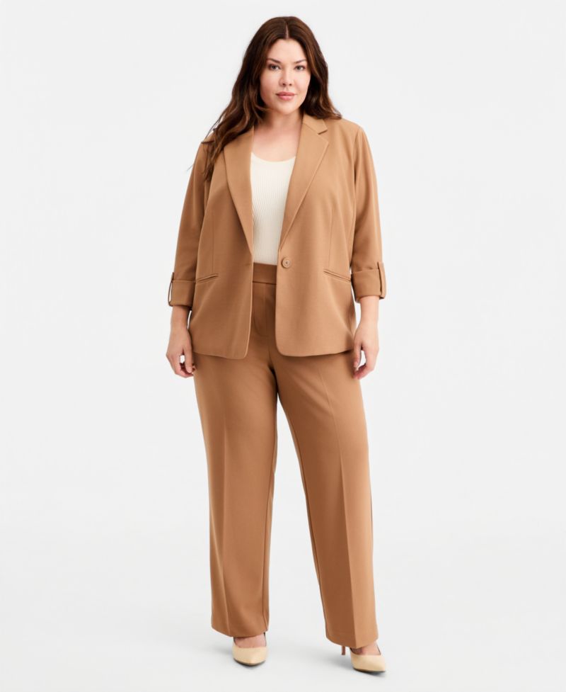 Plus Size High Rise Straight Leg Pants
