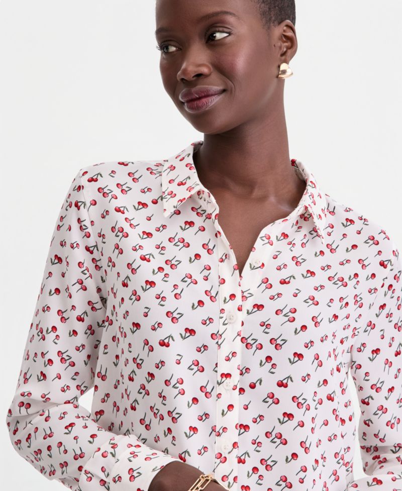 Trendy Plus Size Button-Front Crepe Shirt