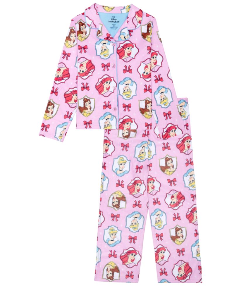 Girls' 4-10 Princess Frames Disney Princess Long-Sleeve Button-Front Pajama, 2-Piece Set