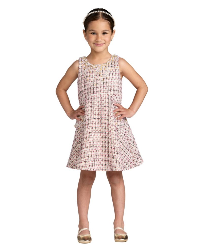 Big Girls Beaded Boucle Mini Dress