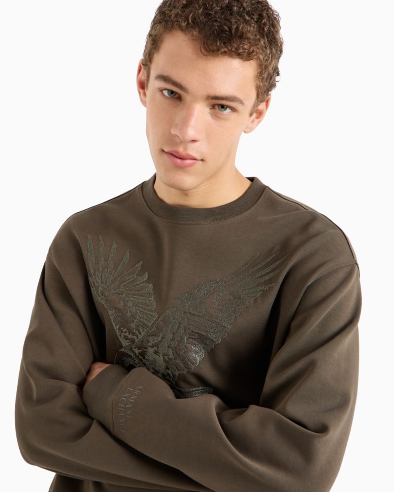 Men's Regular-Fit Eagle Logo Embroidered Sweatshirt